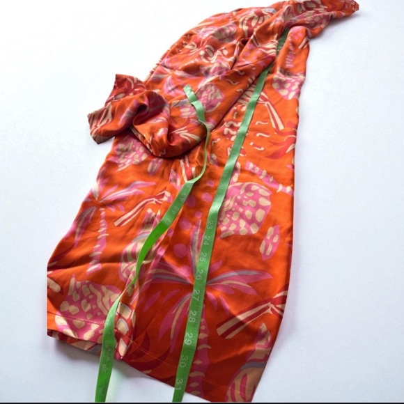 Orange Floral Pants and Satin Crop Top Set (L) - Picture 8 of 11